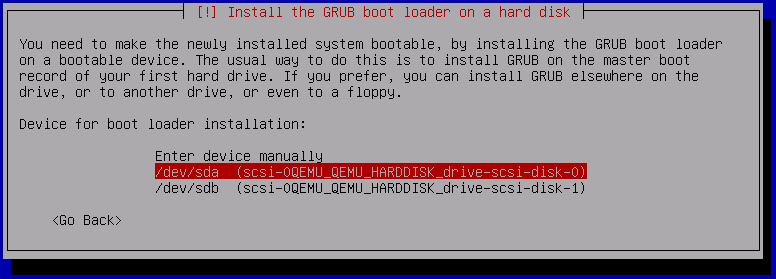 Debian 8 Grub Device Selection